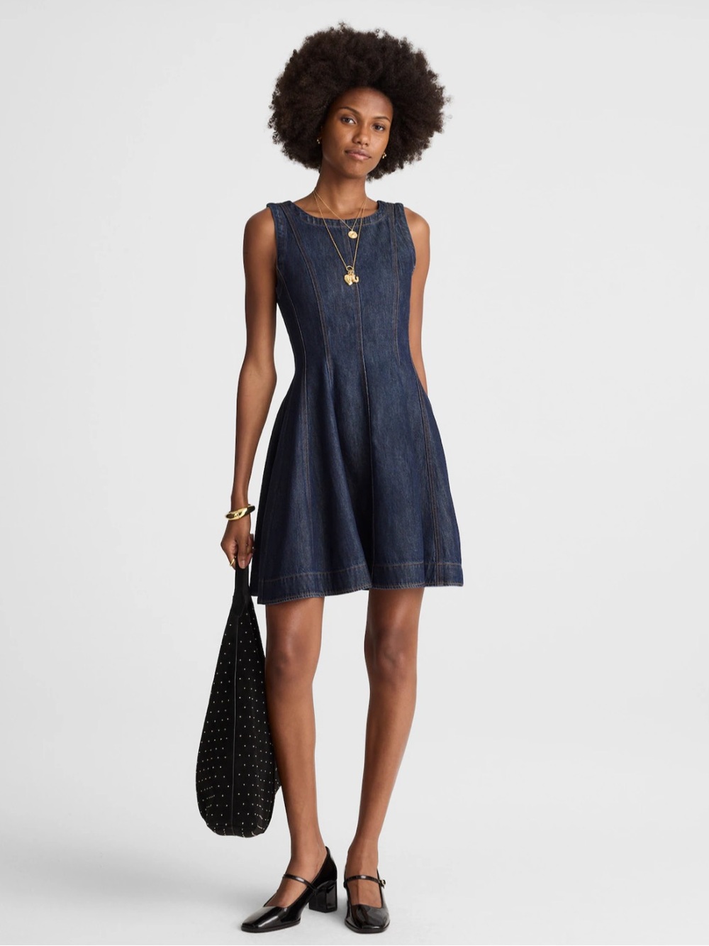 NWT Madewell Airy Denim Circle Mini Dress Rinse Wash Fit & Flare Size Medium